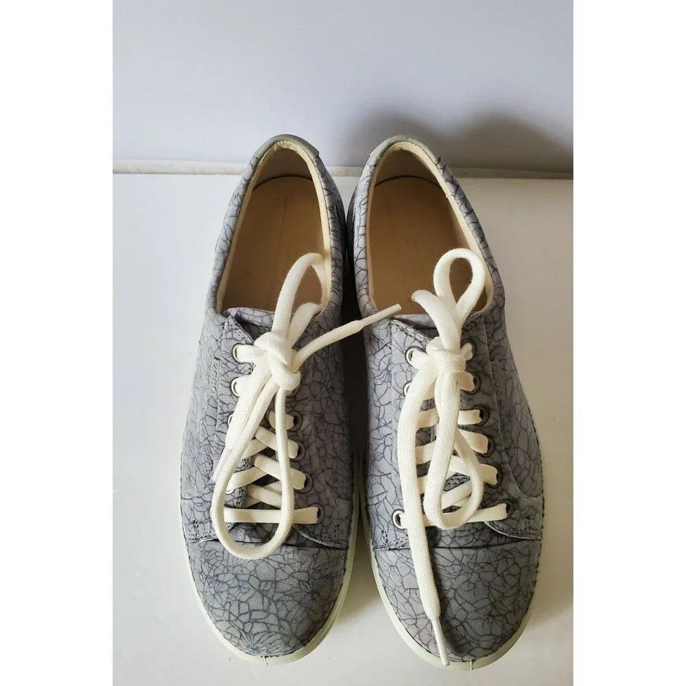 ECCO Soft 7 Sneakers in Warm Grey Cement Print Cow Nubuck US Women’s Size 7